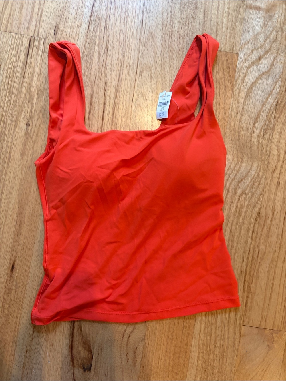 aerie Square Neck Tank Top in Bright Orange-Red